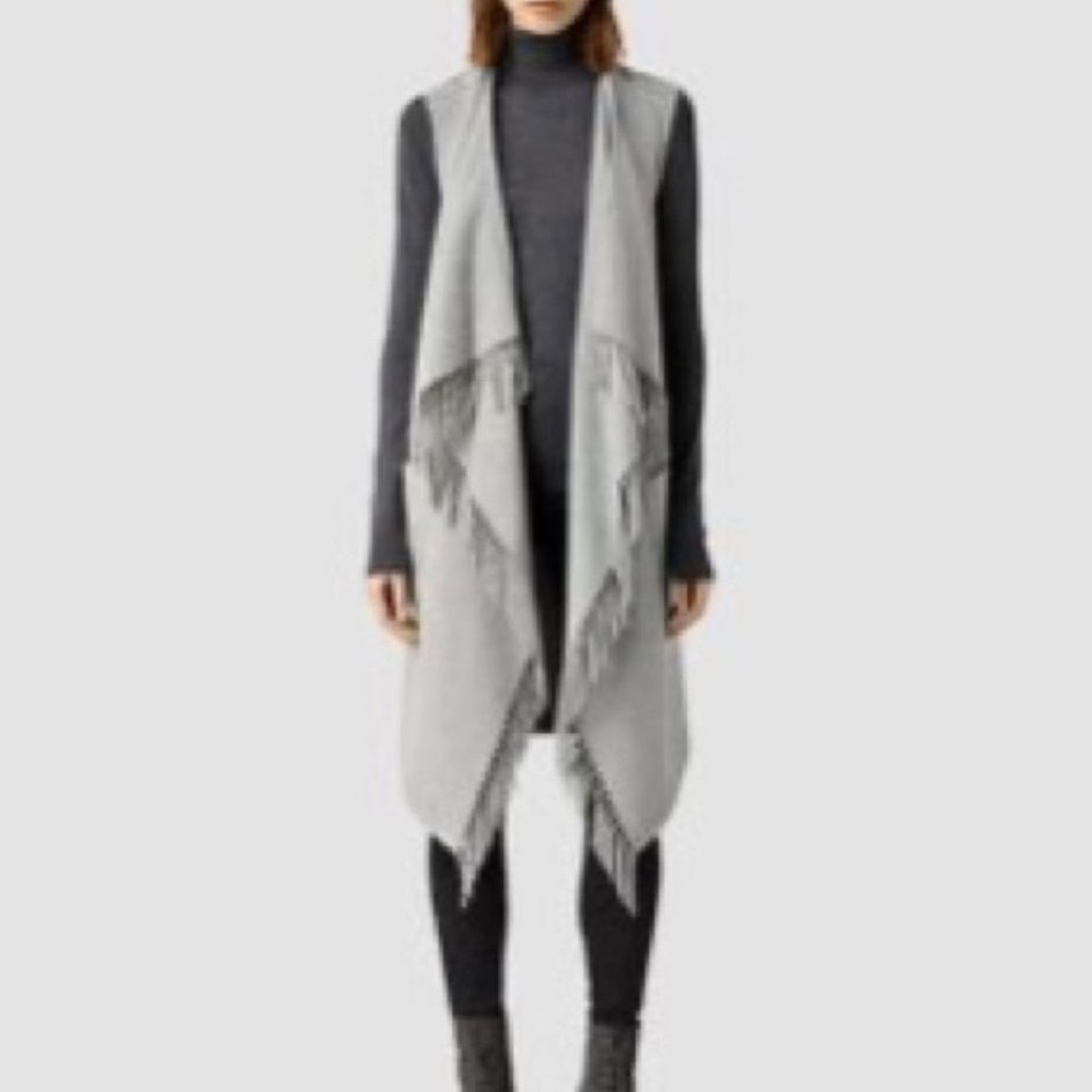 All Saints Wool Fringe Vest